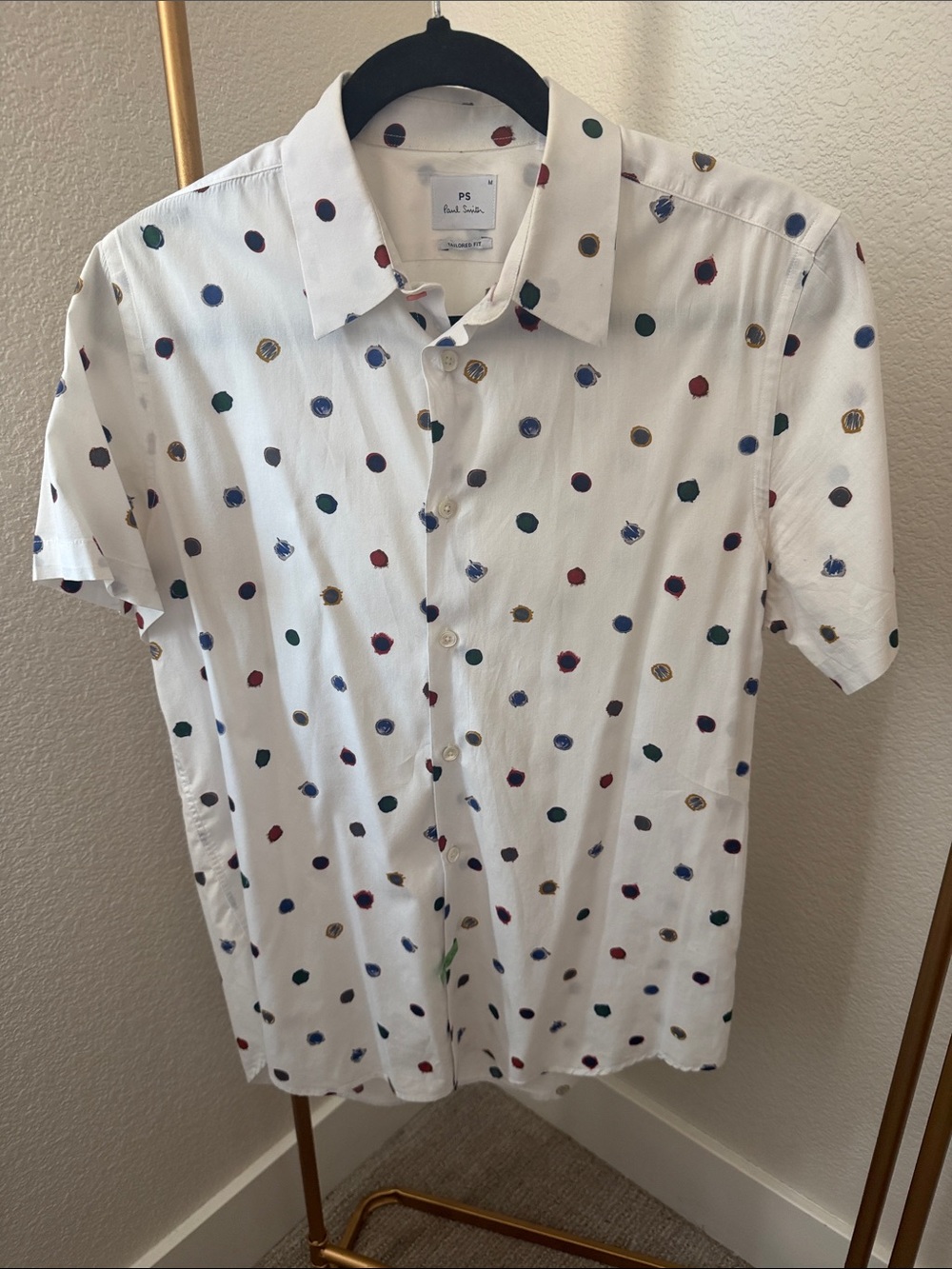 Paul Smith White Short-Sleeve Shirt with Multicolor Polka Dots